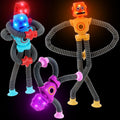AGRASIV Robot Sensory Fidget Toys: LED Light Up Pop Tubes with Suction Cups for Kids