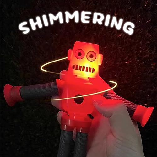 AGRASIV Robot Sensory Fidget Toys: LED Light Up Pop Tubes with Suction Cups for Kids