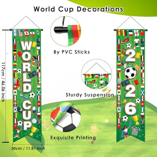 AhfuLife Soccer Tournament Hanging Banner – World Cup 2026 Themed Porch Decor, Style 1
