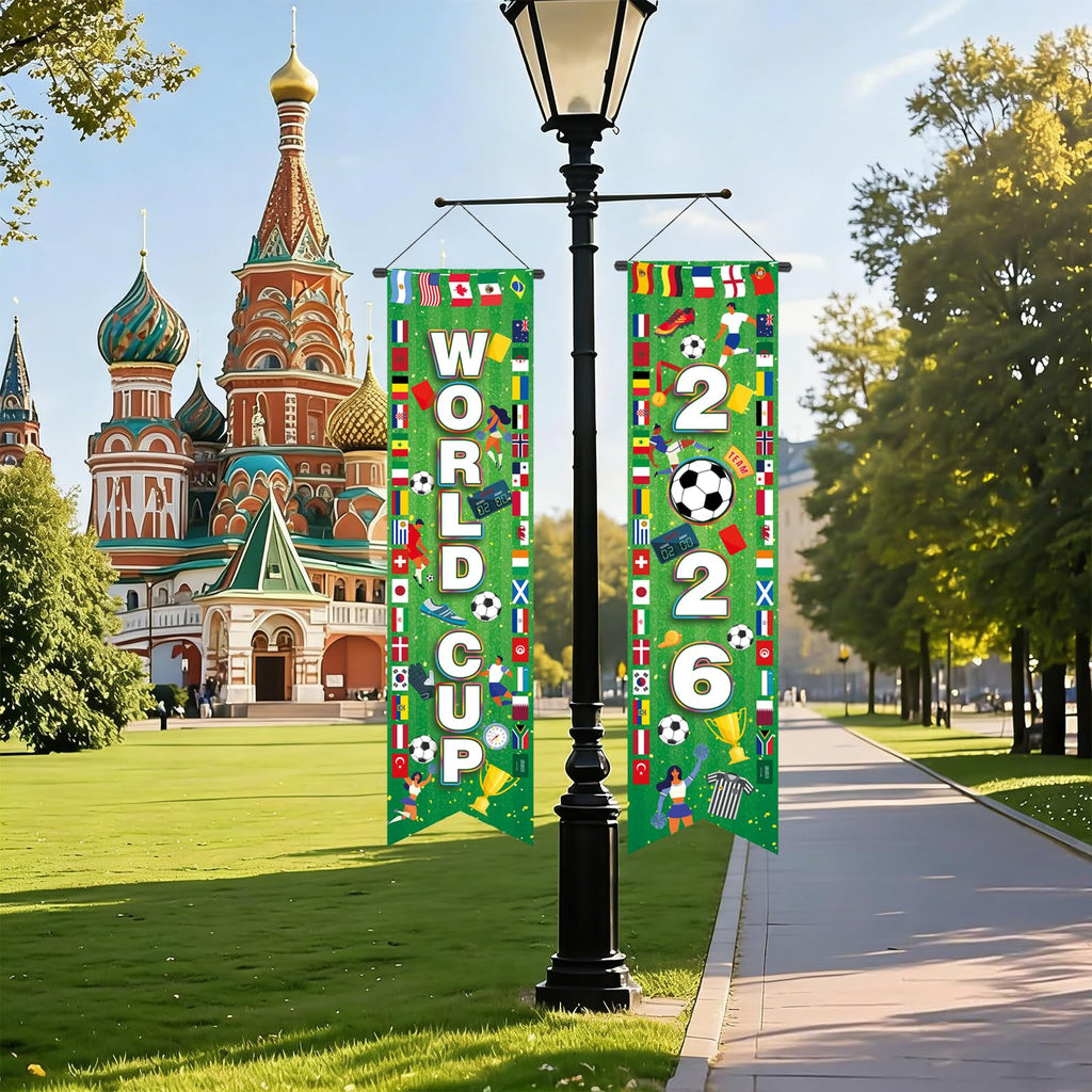 AhfuLife Soccer Tournament Hanging Banner – World Cup 2026 Themed Porch Decor, Style 1
