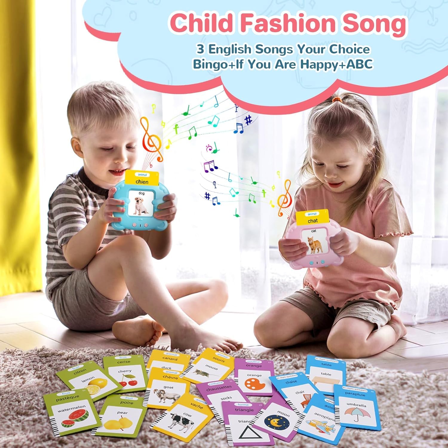 AHJ Talking Flash Cards for Toddlers – 224 Sight Words, 3 Audio Modes, Rechargeable, No Screen