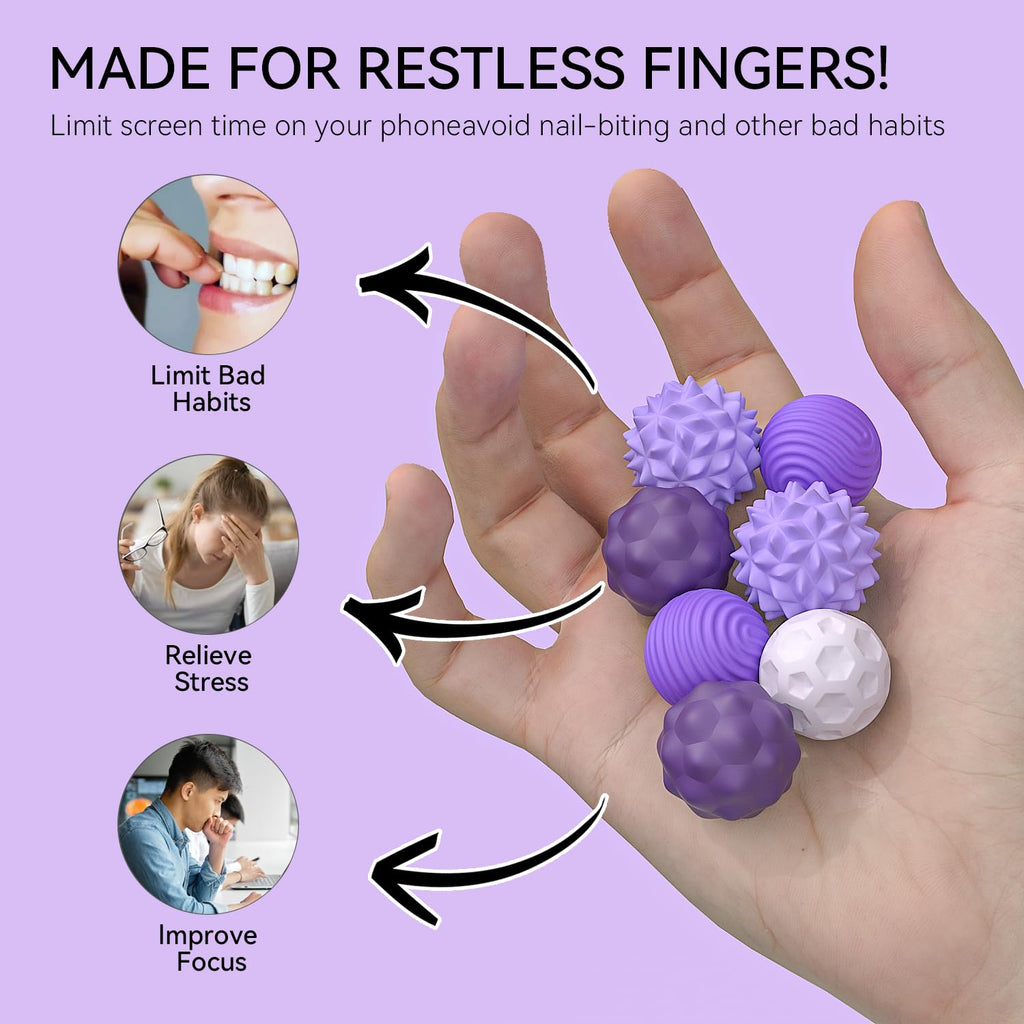 Ahorasky 8-Pack Magnetic Fidget Stress Balls with Silicone Shell and Storage Box for Adults - Purple