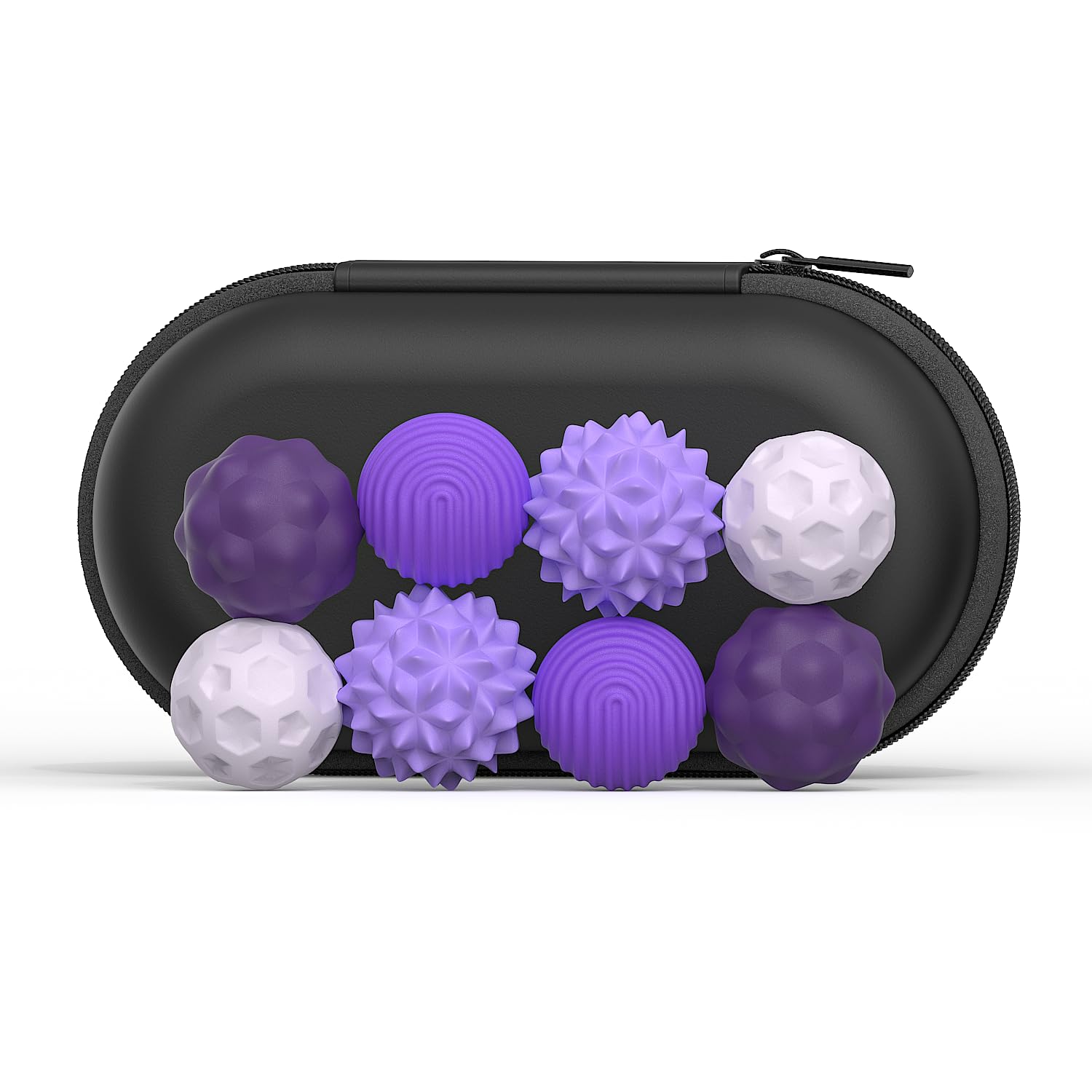 Ahorasky 8-Pack Magnetic Fidget Stress Balls with Silicone Shell and Storage Box for Adults - Purple