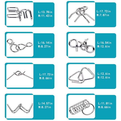 Ahyuan 32-Piece Metal Wire Puzzle Set with Pouch – Brain Teaser Fidget Toys for Kids and Adults (Silver)