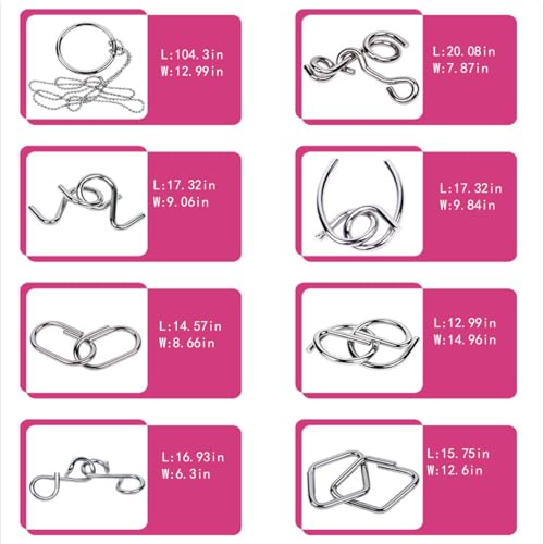 Ahyuan 32-Piece Metal Wire Puzzle Set with Pouch – Brain Teaser Fidget Toys for Kids and Adults (Silver)
