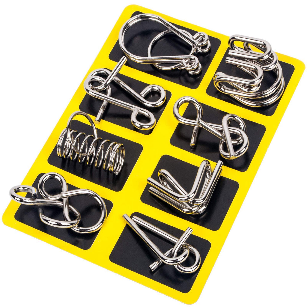 Ahyuan 32-Piece Metal Wire Puzzle Set with Pouch – Brain Teaser Fidget Toys for Kids and Adults (Silver)