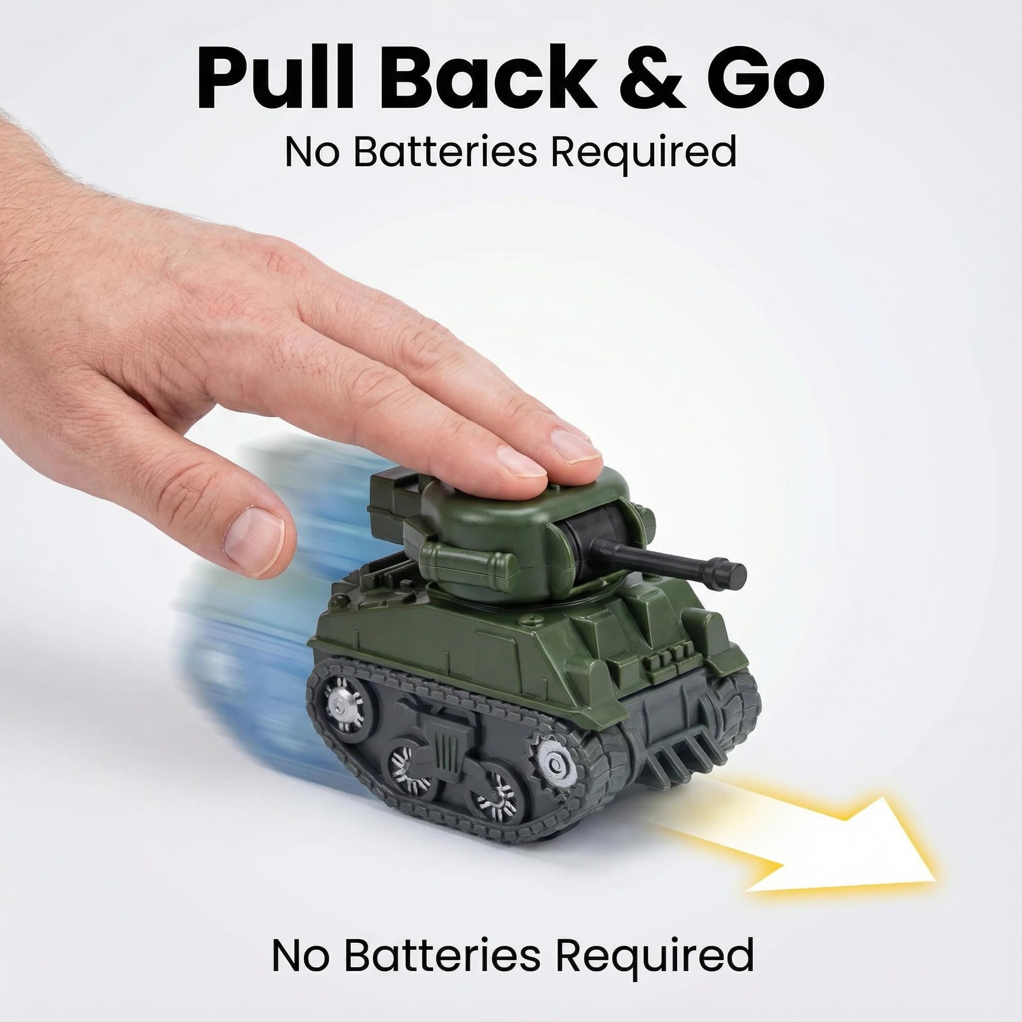 Ai-Fun 4-Pack Pull Back Mini Tank Toy Cars - Die-Cast Military Army Vehicles, 1:64 Scale, BPA-Free