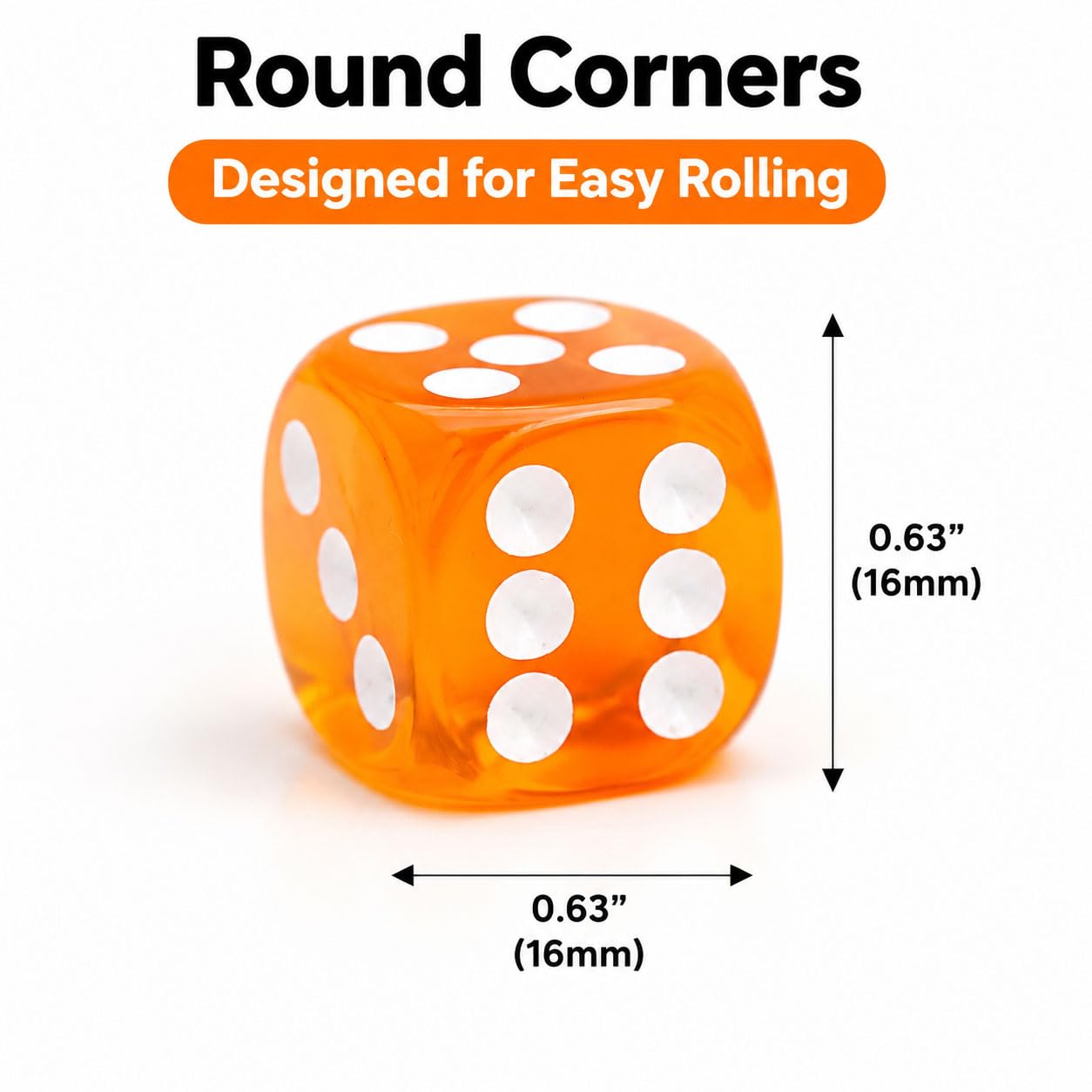 AiFanS 120-Piece 16mm Translucent Dice Set – 10 Colors, Rounded Corners with Portable Box