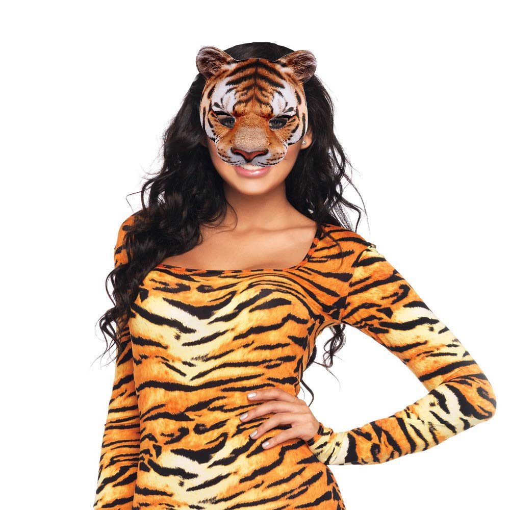 Aiffort Halloween Tiger Half Face Mask – EVA Animal Cosplay Mask for Adults
