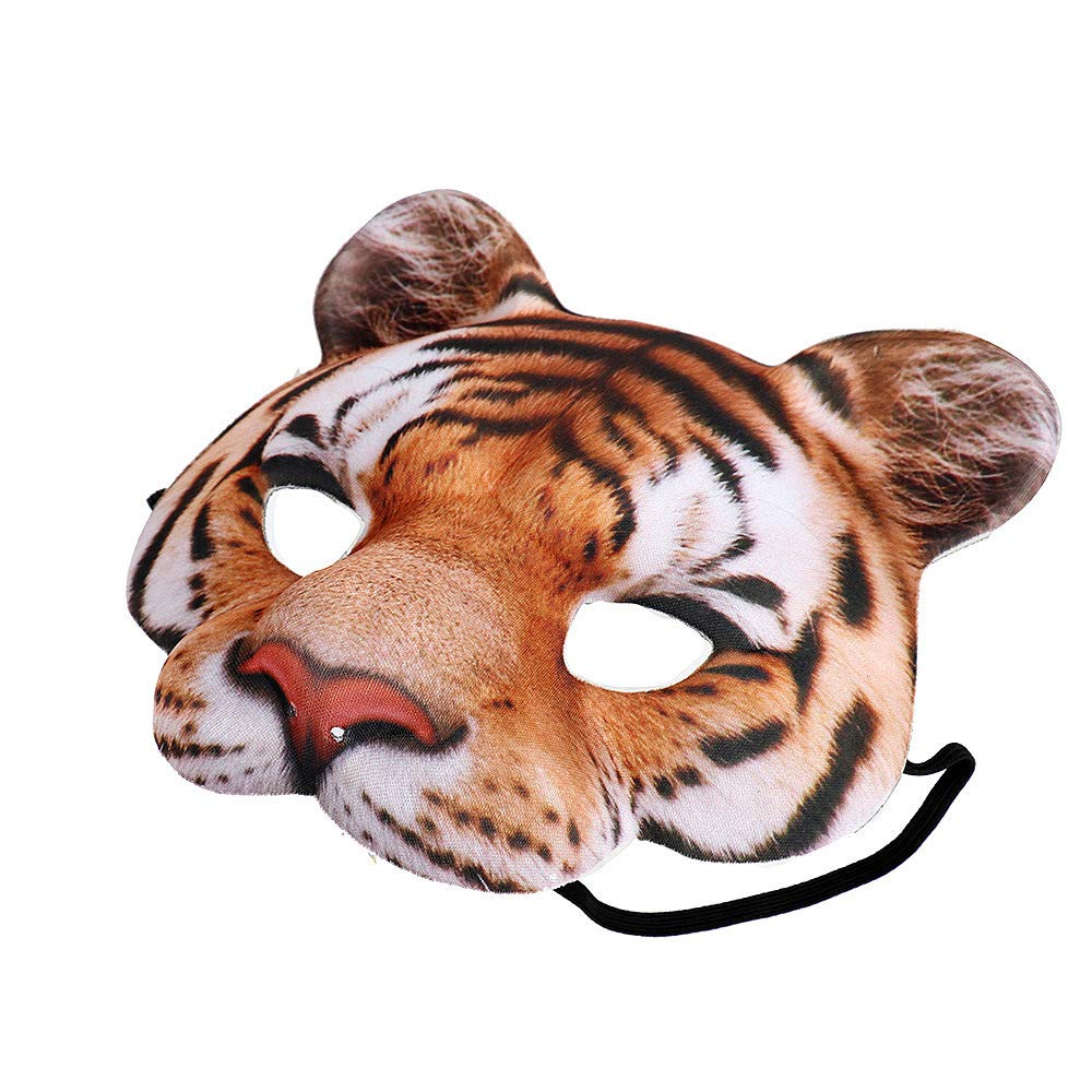 Aiffort Halloween Tiger Half Face Mask – EVA Animal Cosplay Mask for Adults
