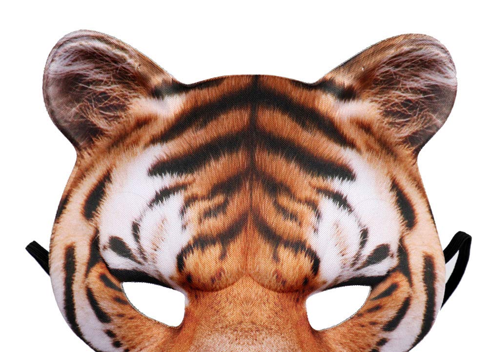 Aiffort Halloween Tiger Half Face Mask – EVA Animal Cosplay Mask for Adults