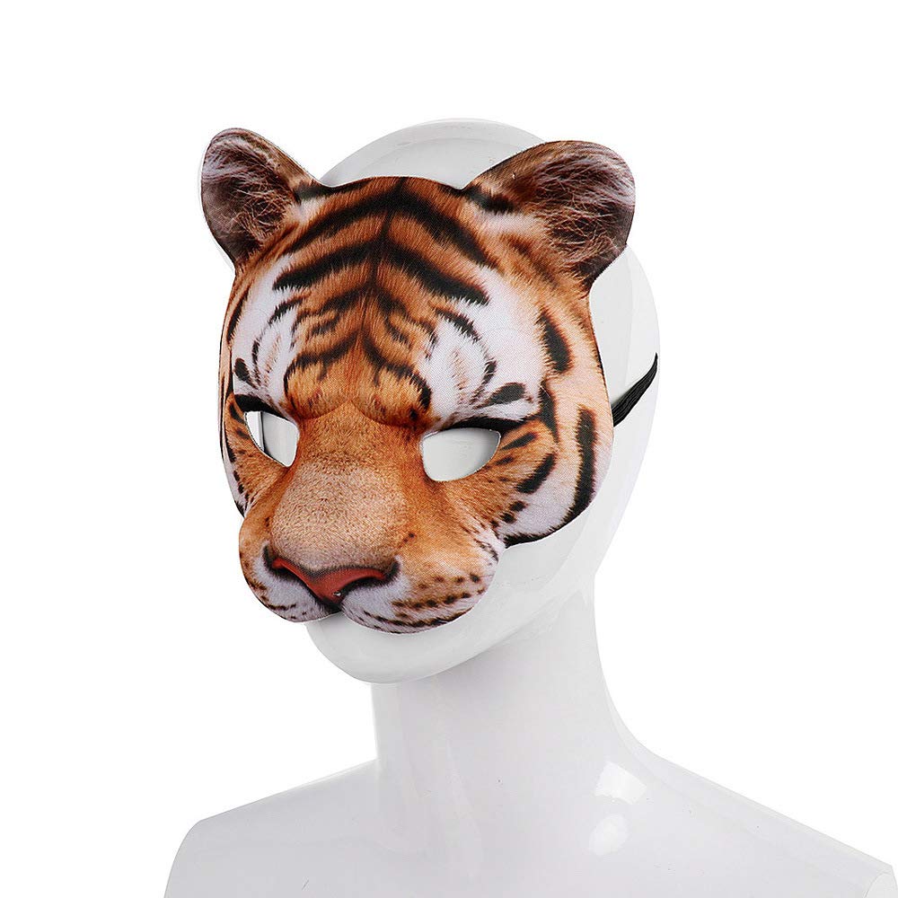 Aiffort Halloween Tiger Half Face Mask – EVA Animal Cosplay Mask for Adults
