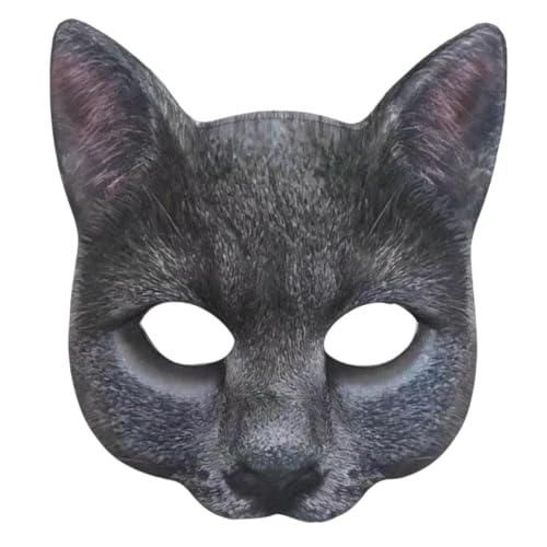 Aiffort Realistic Cat Mask for Halloween and Costume Parties - Comfortable Half-Face Design