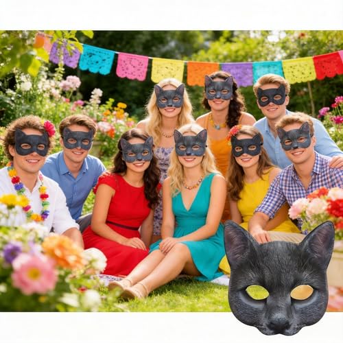 Aiffort Realistic Cat Mask for Halloween and Costume Parties - Comfortable Half-Face Design