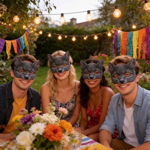 Aiffort Realistic Cat Mask for Halloween and Costume Parties - Comfortable Half-Face Design