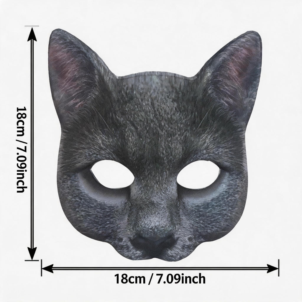 Aiffort Realistic Cat Mask for Halloween and Costume Parties - Comfortable Half-Face Design