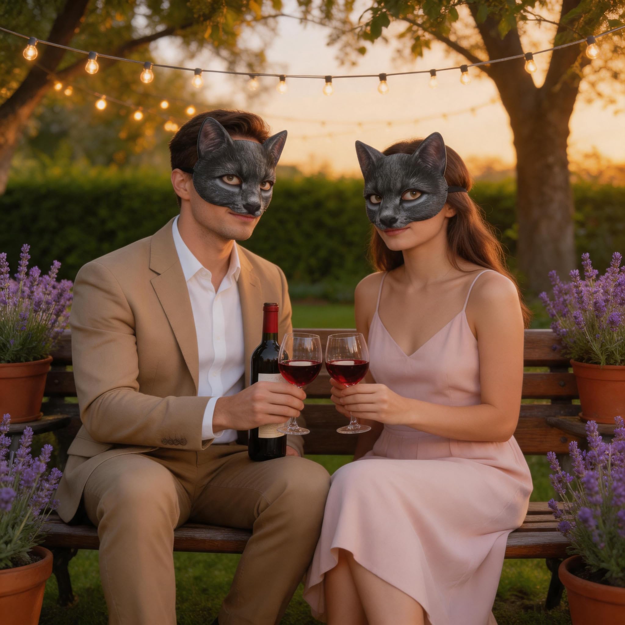 Aiffort Realistic Cat Mask for Halloween and Costume Parties - Comfortable Half-Face Design