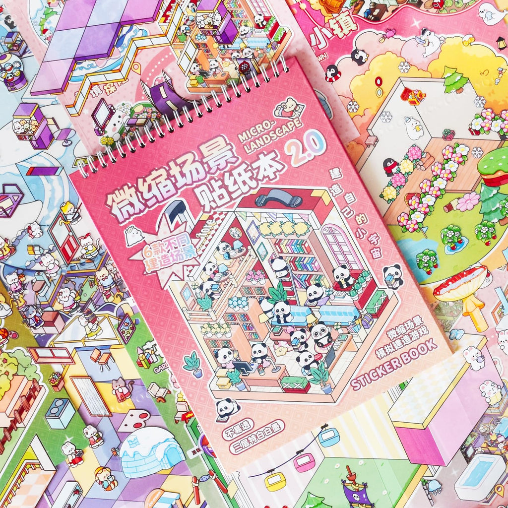 Aifong 2-Pack 3D Sticker Books for Adults – 12 Scenes, Pink & Purple, 10.6 x 7.9 Inches