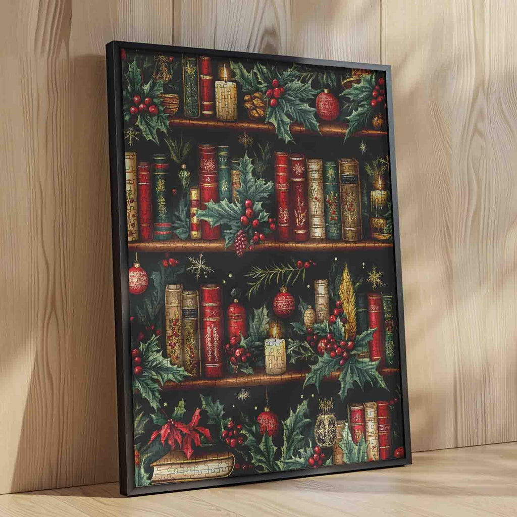 Aihonmin 1000-Piece Christmas Bookshelf Puzzle – Flowers Art, 20x27 Inches