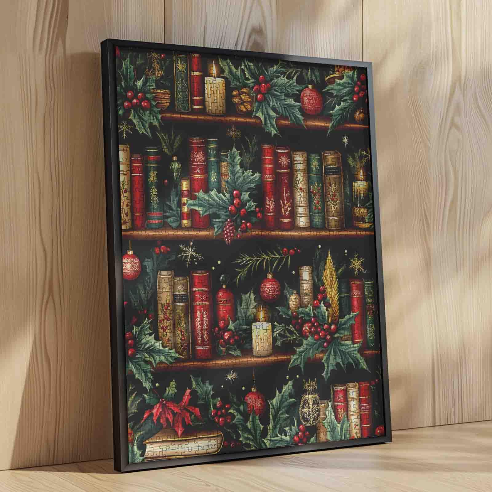 Aihonmin 1000-Piece Christmas Bookshelf Puzzle – Flowers Art, 20x27 Inches