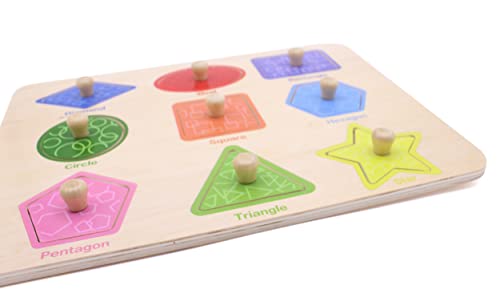 Aile Toddler Wooden Shape Peg Puzzle - Preschool Learning Toy for Colors and Shapes