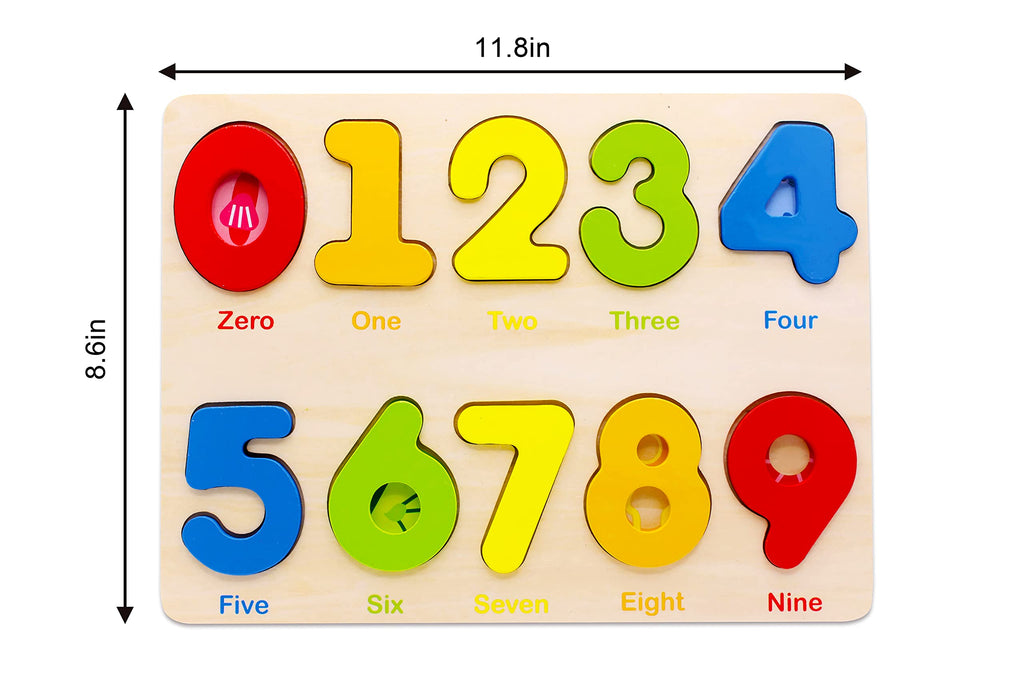 AILE Wooden Number Puzzle for Toddlers 2-4 – Preschool Learning Toy with Counting Blocks