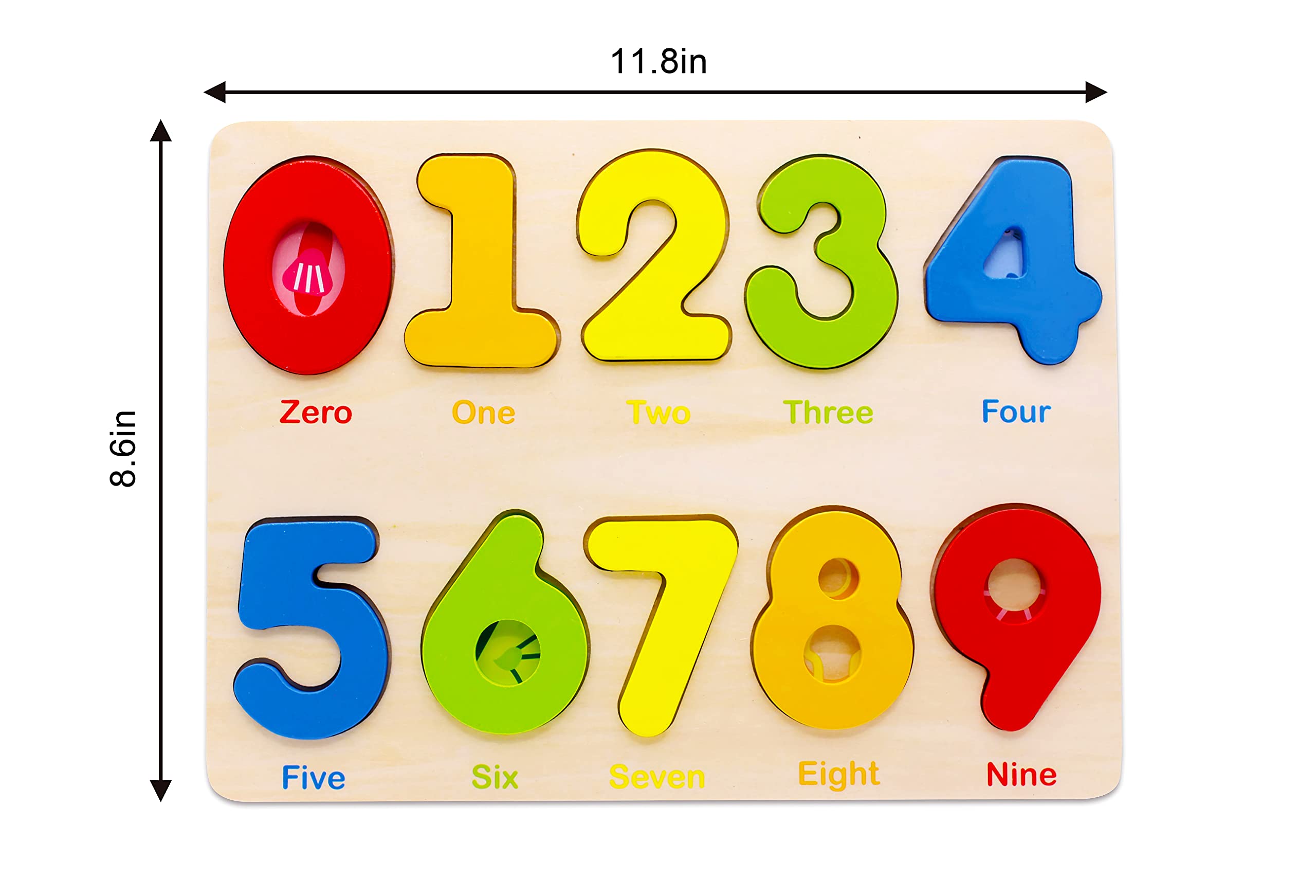 AILE Wooden Number Puzzle for Toddlers 2-4 – Preschool Learning Toy with Counting Blocks
