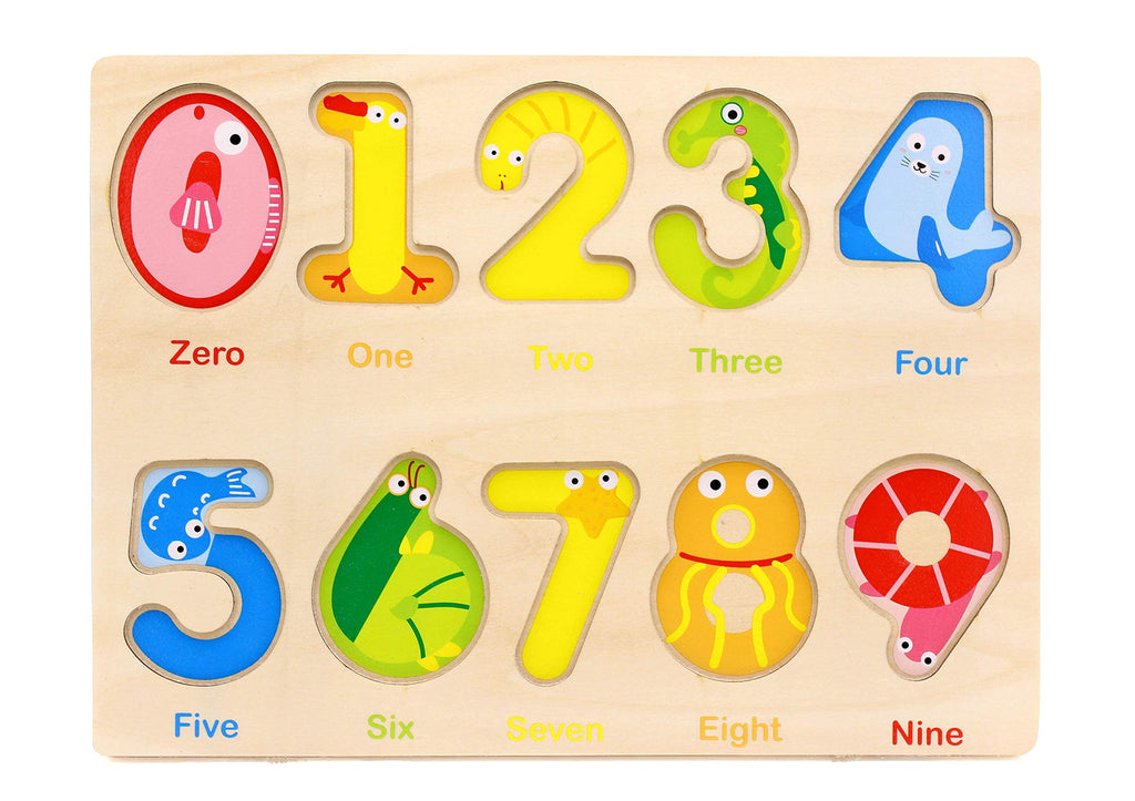AILE Wooden Number Puzzle for Toddlers 2-4 – Preschool Learning Toy with Counting Blocks