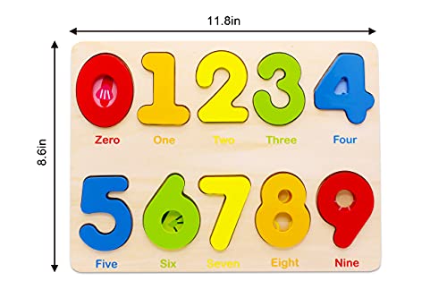 AILE Wooden Number Puzzle for Toddlers 2-4 – Preschool Learning Toy with Counting Blocks