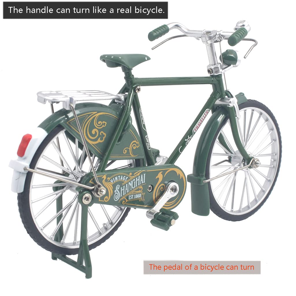 Ailejia Vintage Metal Bicycle Ornament - Mini Retro Bike Figurine for Home Decor & Gifts (Green)