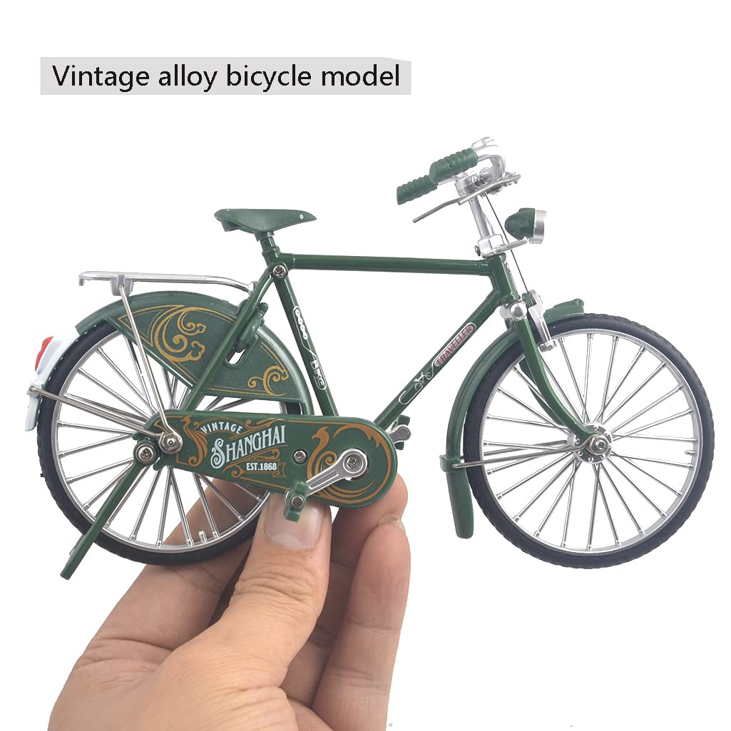 Ailejia Vintage Metal Bicycle Ornament - Mini Retro Bike Figurine for Home Decor & Gifts (Green)