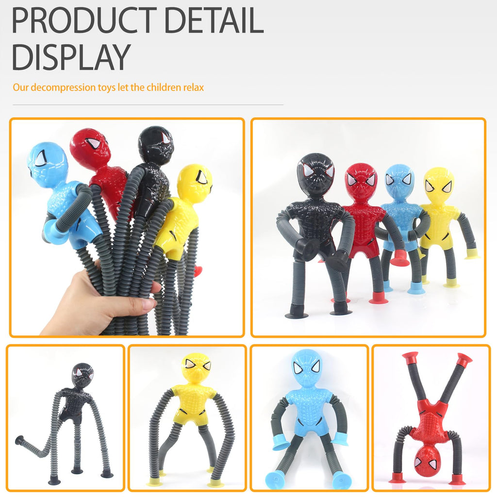 Aimery 4-Pack Superhero Suction Cup Fidget Toys – Sensory Travel Activities for Kids with Autism, ADHD – Easter Basket Stuffers, Airplane & Road Trip Gifts