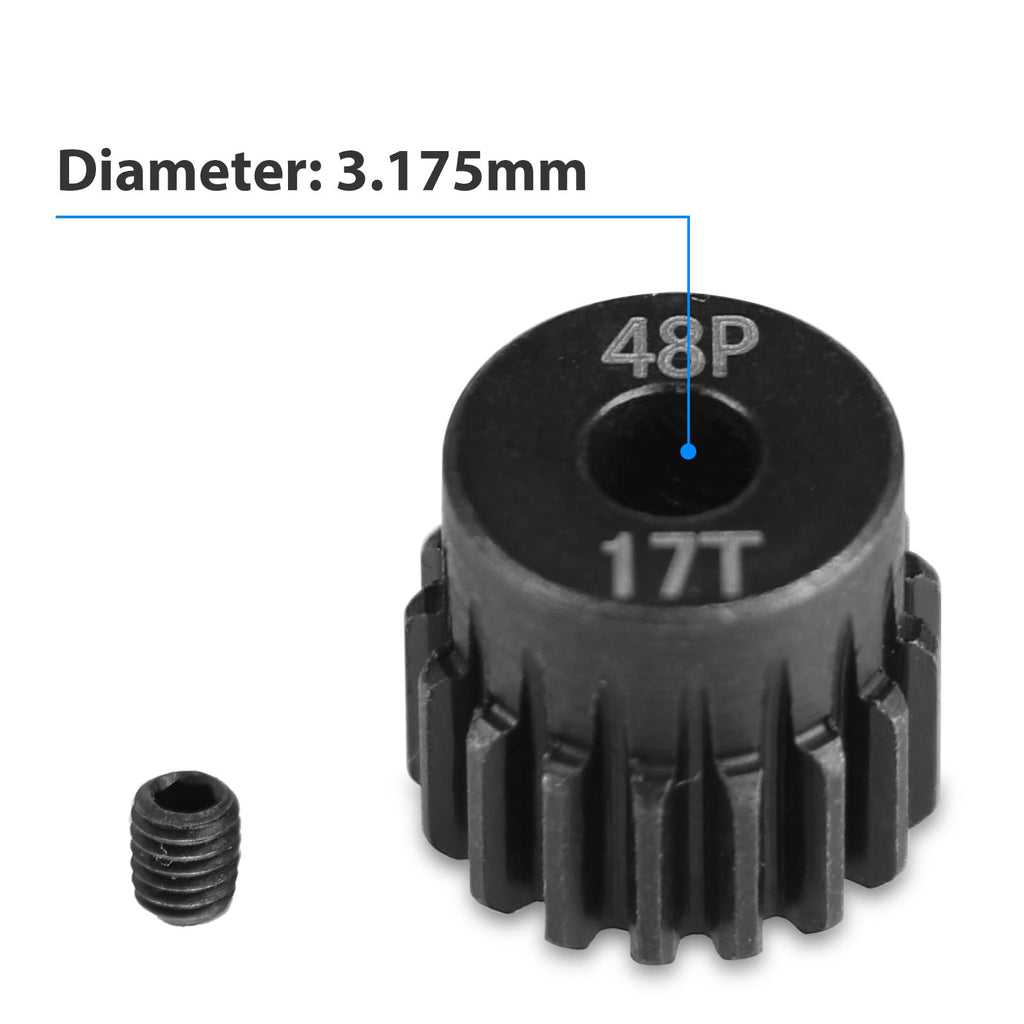 AIMROCK 5-Pack 48P RC Motor Pinion Gears (13T-17T) for 1/10 Scale Cars, Boats & Planes – Hardened Steel
