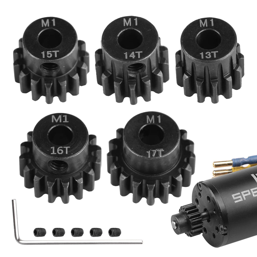 AIMROCK 5-Pack Mod 1 Pinion Gears (13T-17T) for 1/8 RC Cars with 5mm Motor Shaft