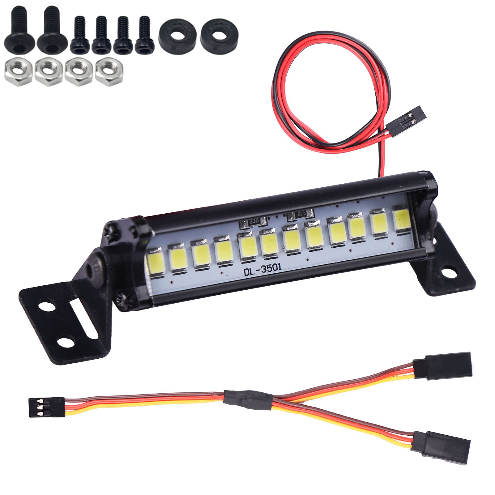 AIMROCK 55mm RC Car Light Bar 12LED Roof Lamp Kit for 1/10 Slash Stampede Rustler TRX-4 SCX10