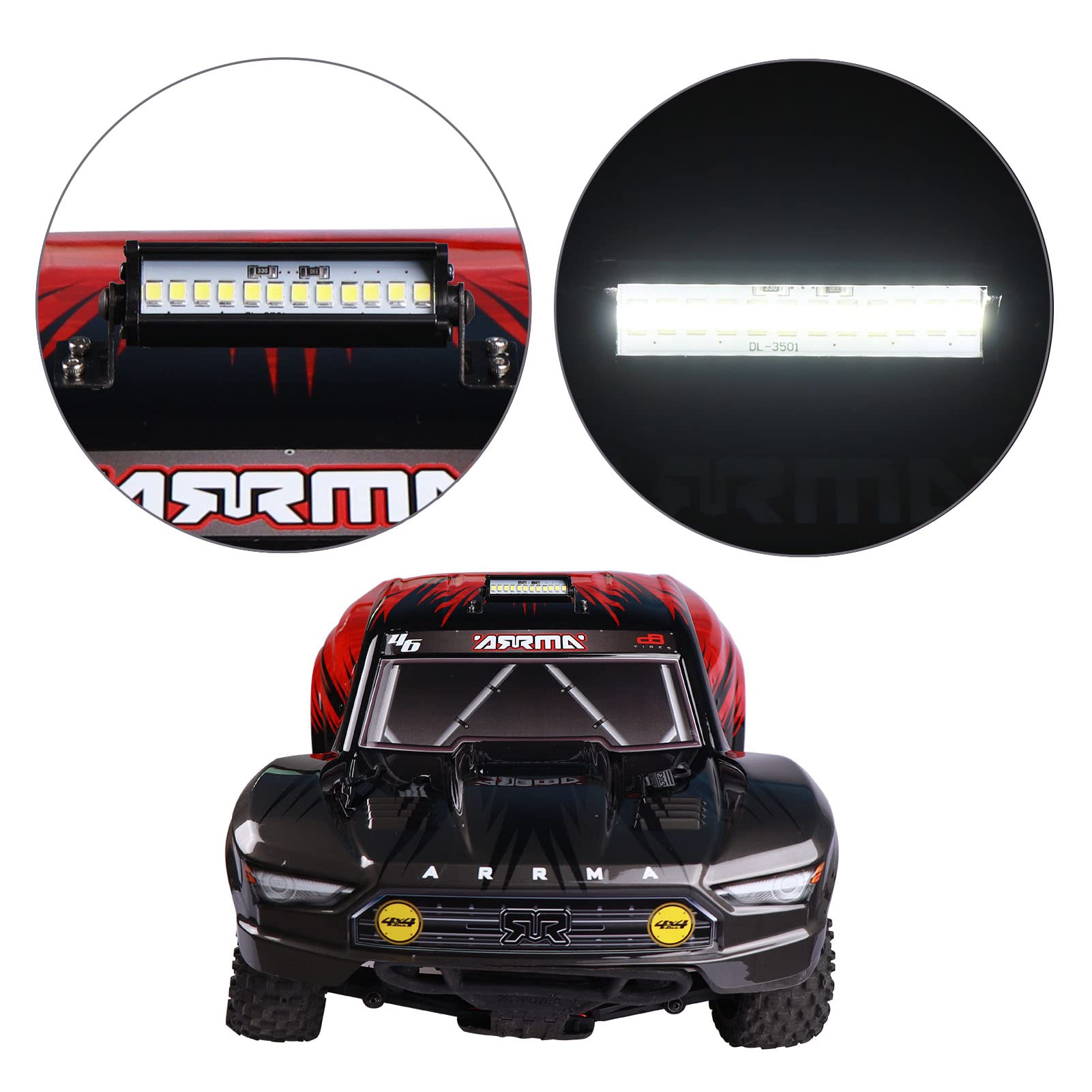AIMROCK 55mm RC Car Light Bar 12LED Roof Lamp Kit for 1/10 Slash Stampede Rustler TRX-4 SCX10