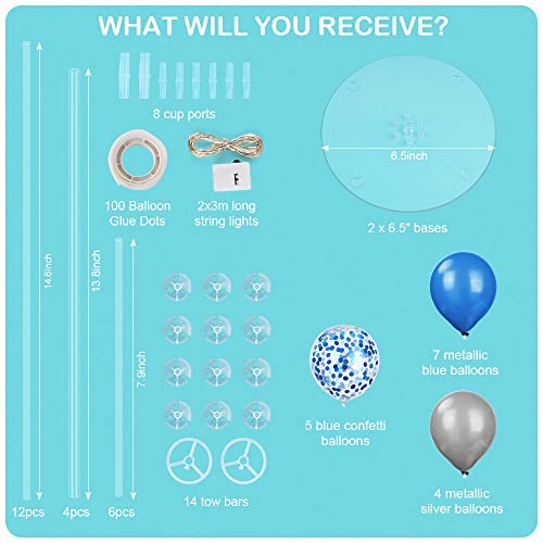 Ainiv 2-Pack Table Balloon Stand Kit with LED Lights - 16 Confetti Balloons for Party Centerpieces