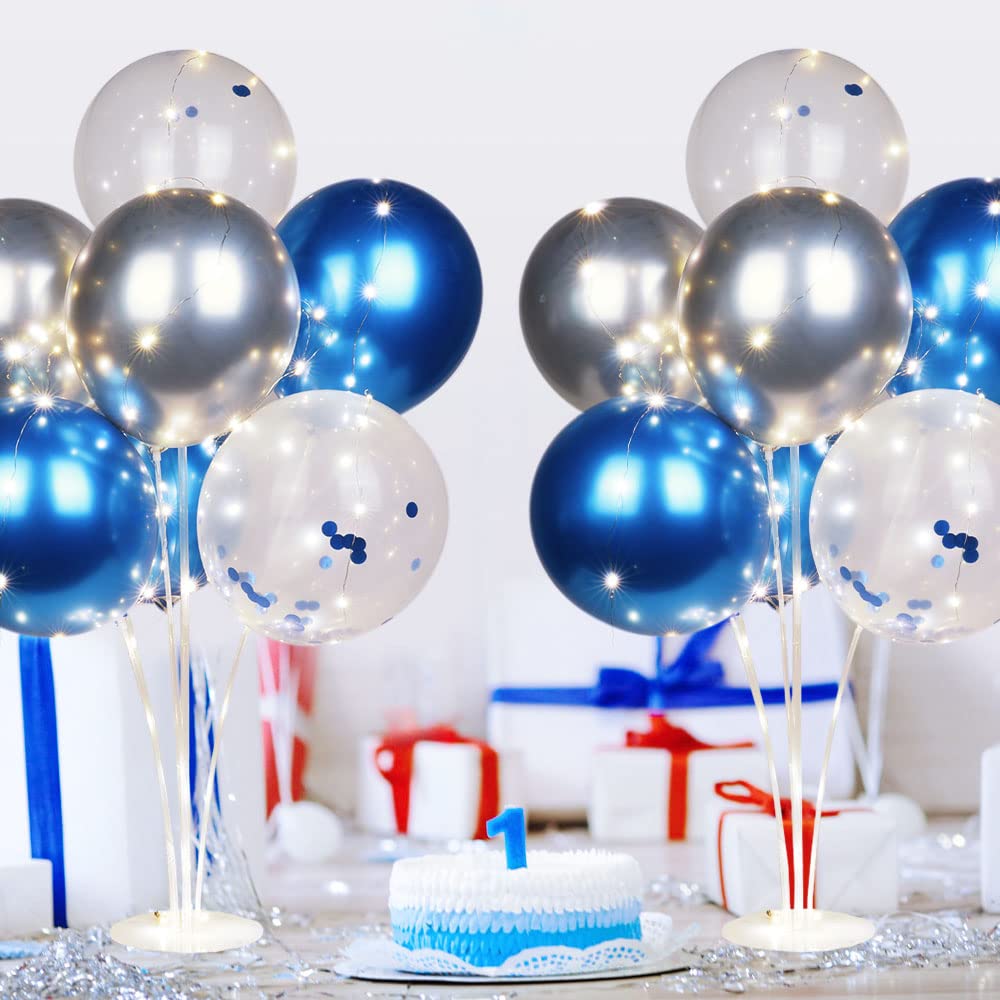 Ainiv 2-Pack Table Balloon Stand Kit with LED Lights - 16 Confetti Balloons for Party Centerpieces