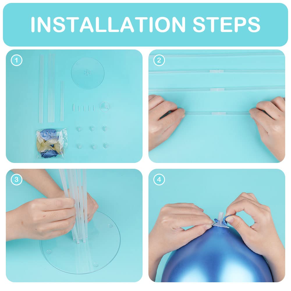 Ainiv 2-Pack Table Balloon Stand Kit with LED Lights - 16 Confetti Balloons for Party Centerpieces