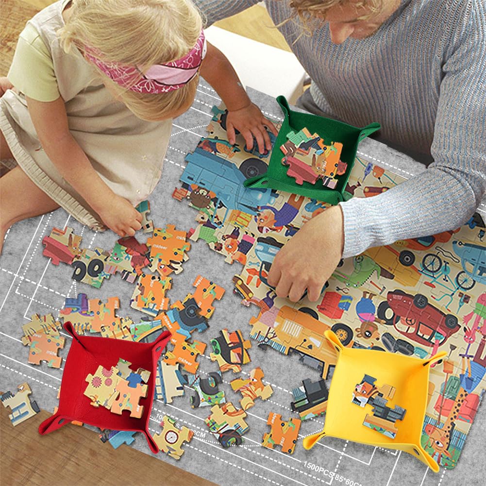Ainiv Jigsaw Puzzle Mat 2000 Pieces - 47x31.5in Felt Roll Up Board with Sorting Trays & Storage Bag, Gray