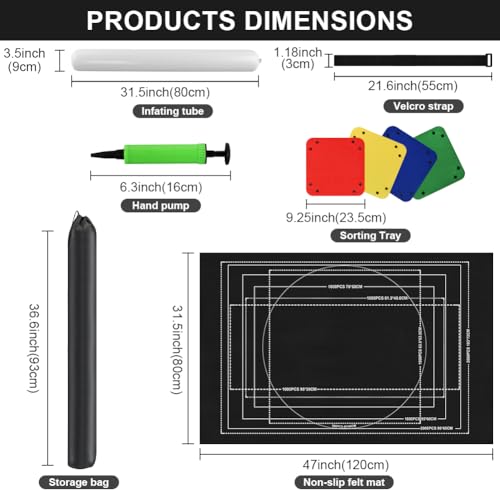 Ainiv Puzzle Mat Roll Up 2000 Pieces - 47x31.5 Felt Board with Sorting Trays and Storage Bag, Black