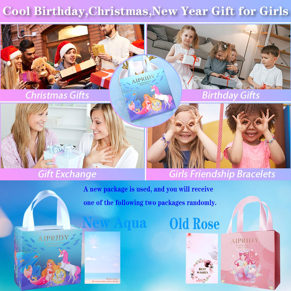 AIPRIDY 84-Piece Charm Bracelet Making Kit - Unicorn & Mermaid DIY Jewelry Set for Girls Ages 4+