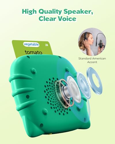 Airbition Talking Flash Cards for Toddlers 1-5, 224 Words, Green - Montessori Speech Therapy Toy with Rechargeable Battery