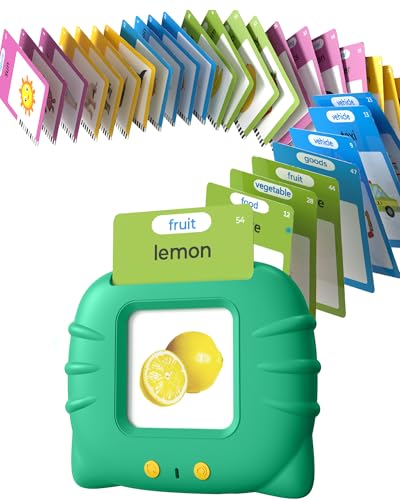 Airbition Talking Flash Cards for Toddlers 1-5, 224 Words, Green - Montessori Speech Therapy Toy with Rechargeable Battery