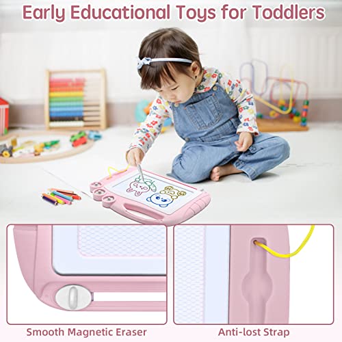 AiTuiTui Magnetic Drawing Board for Toddlers – Safe, Portable Doodle Pad with 4 Colors and 3 Stamps