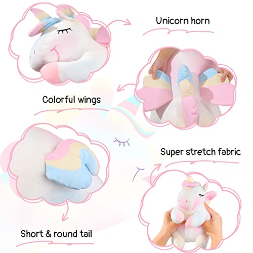 AIXINI 11.8 Inch Rainbow Unicorn Plush Pillow - Soft Stuffed Animal Toy for Girls