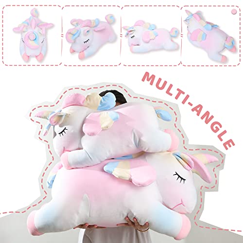 AIXINI 11.8 Inch Rainbow Unicorn Plush Pillow - Soft Stuffed Animal Toy for Girls