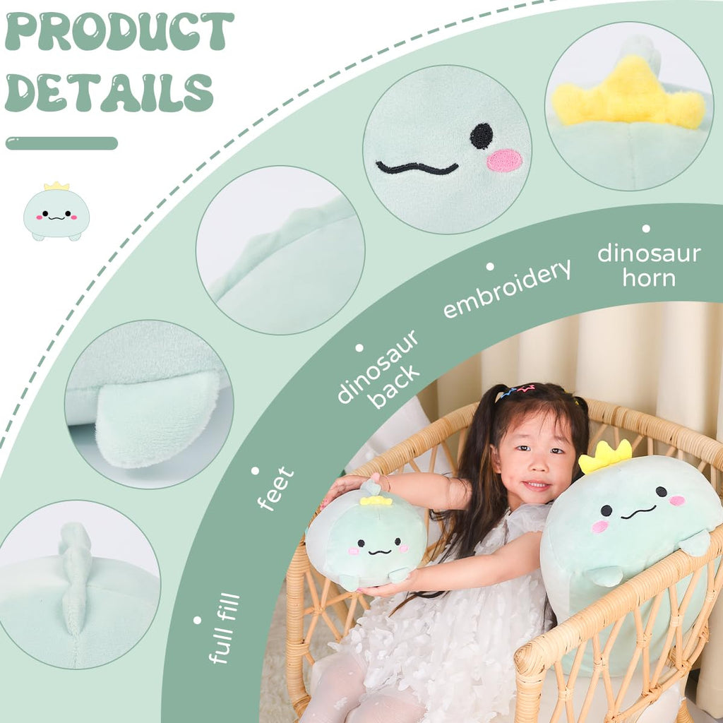AIXINI 8 Inch Cylindrical Dinosaur Plush - Soft Body Pillow Toy, Washable Cover