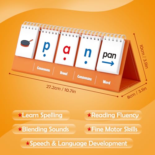 Aizweb CVC Word Games for Kindergarten – Phonics Flash Cards with 70 Cards & 40 Pictures, Learn to Read Spelling Toy