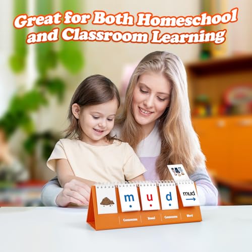 Aizweb CVC Word Games for Kindergarten – Phonics Flash Cards with 70 Cards & 40 Pictures, Learn to Read Spelling Toy